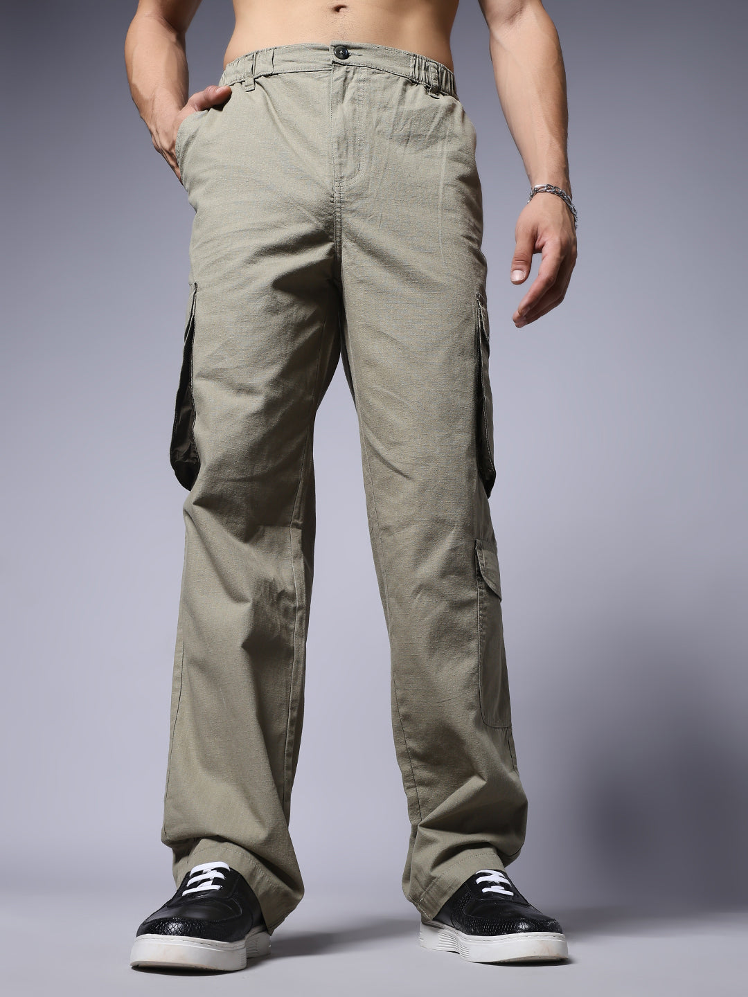 Men Utility Cargo - Olive Green