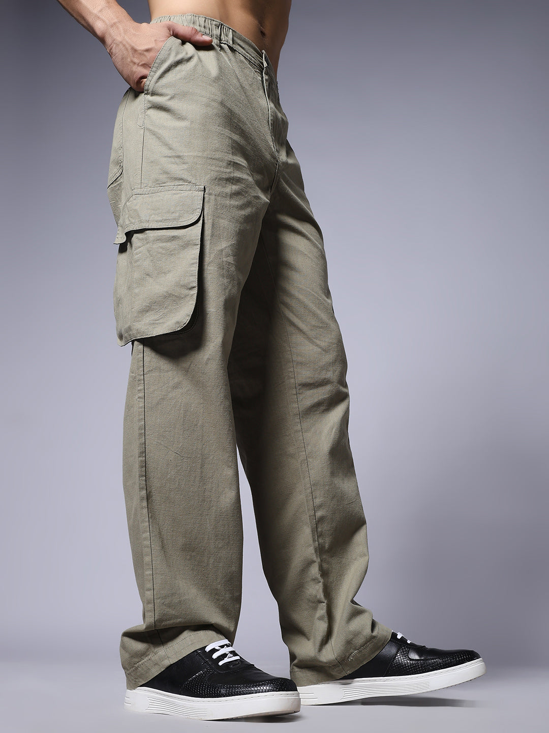 Men Utility Cargo - Olive Green