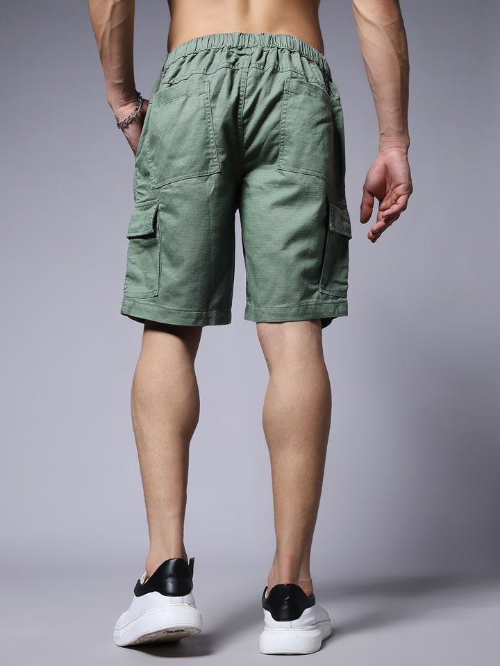 Men's Cotton Utility Cargo Shorts with Multi-Pockets – Moss Green