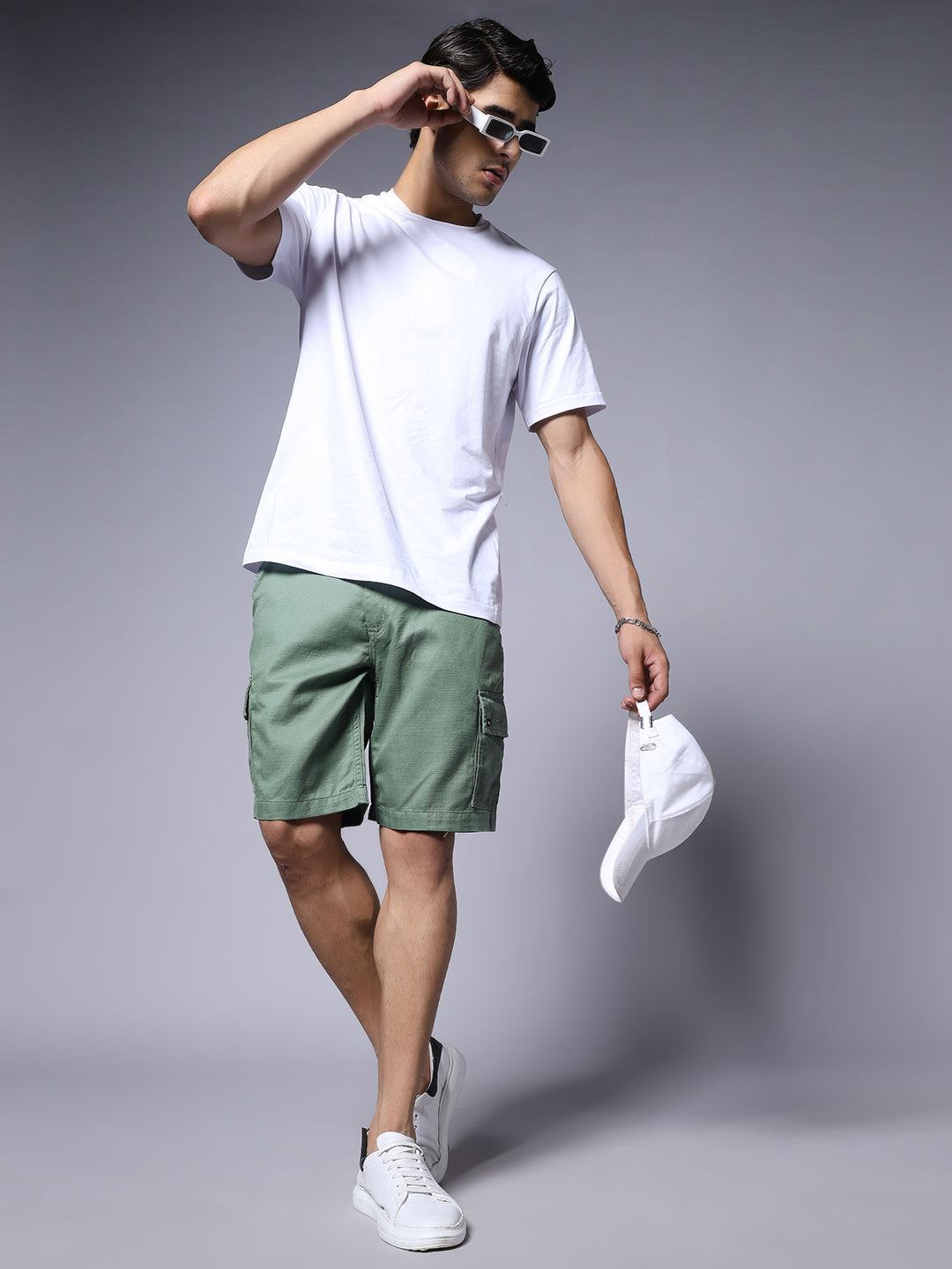 Men's Cotton Utility Cargo Shorts with Multi-Pockets – Moss Green