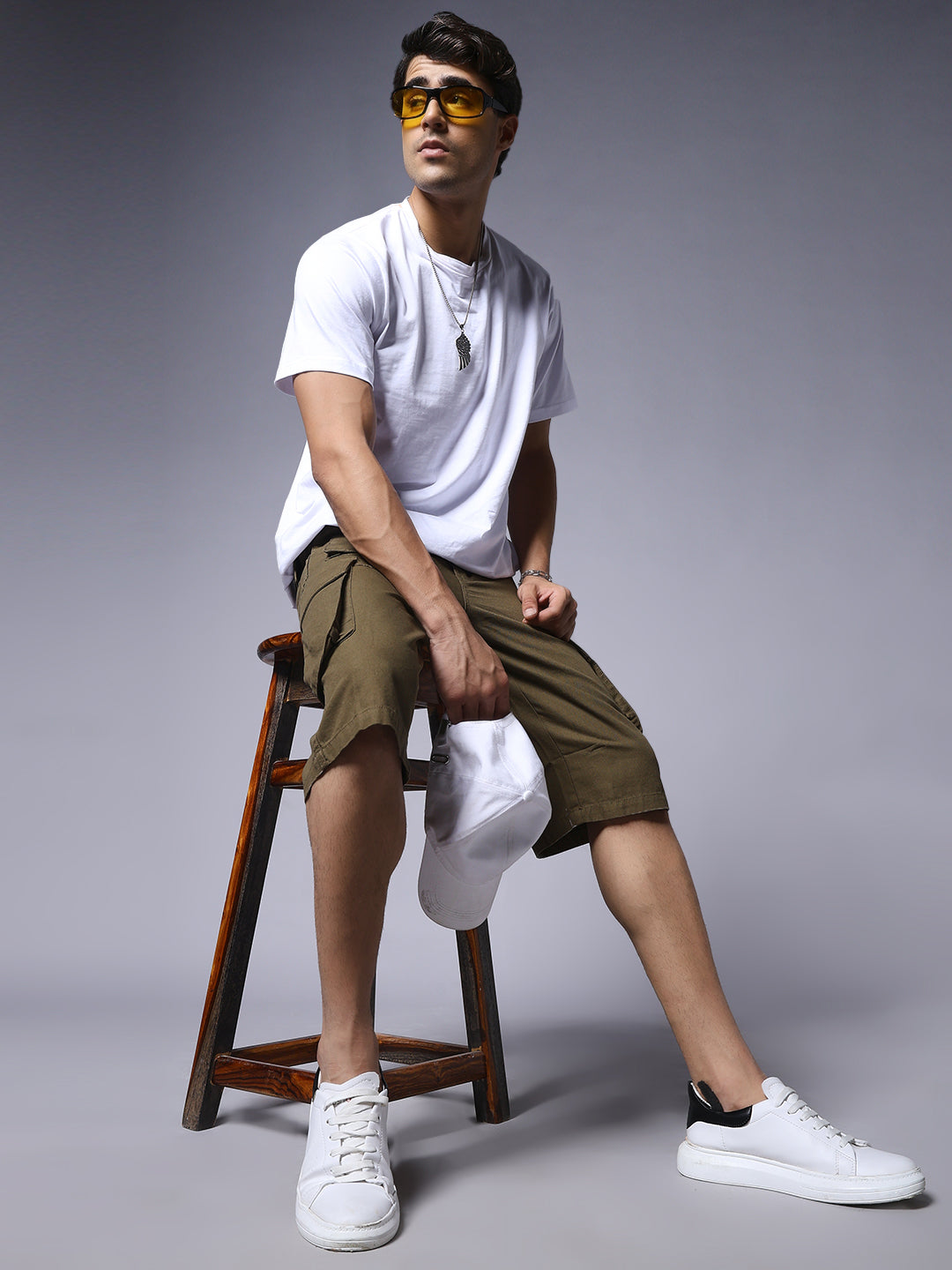 Men's Cotton Utility Cargo Shorts with Multi-Pockets – Olive Green