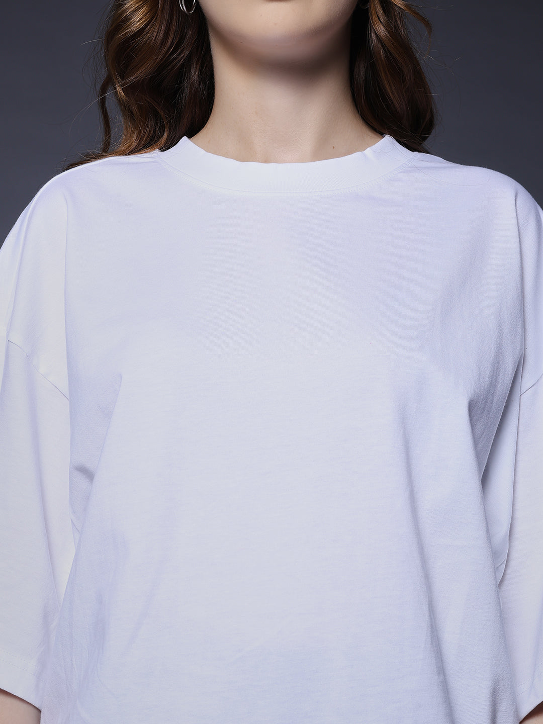 Solid Women Oversized T-Shirt - White