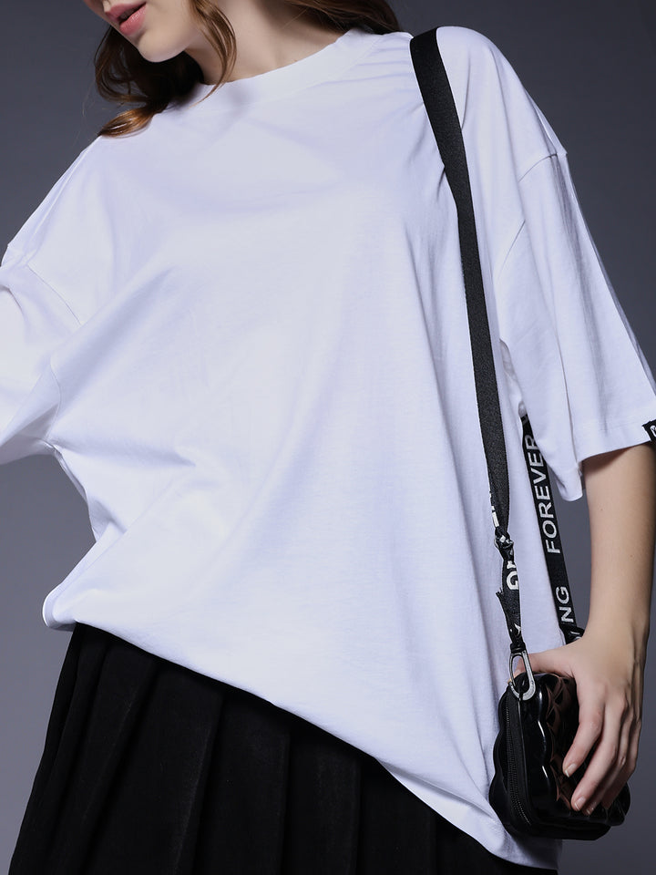 Solid Women Oversized T-Shirt - White