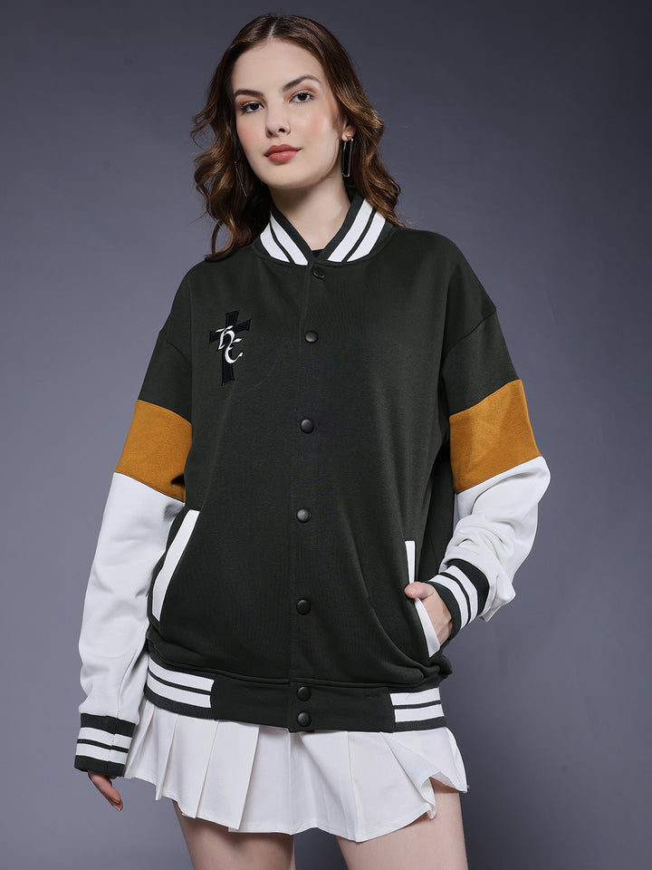 New Century Women Varsity Embroidered Bomber Jacket