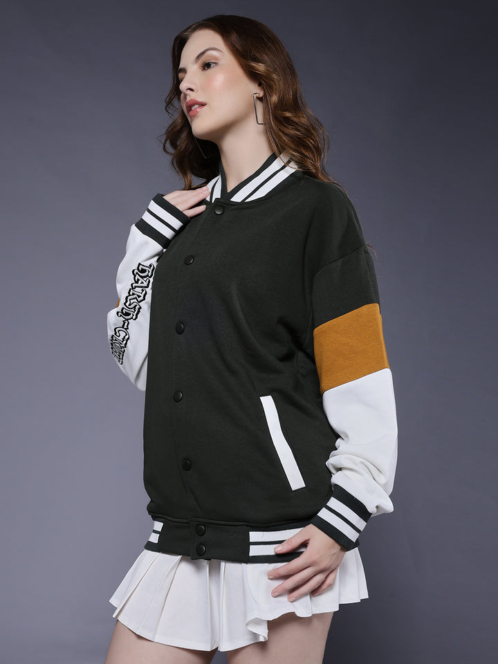 New Century Women Varsity Embroidered Bomber Jacket