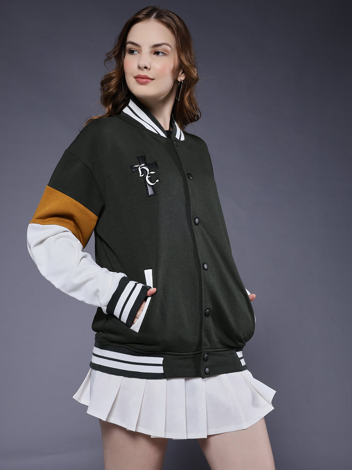 New Century Women Varsity Embroidered Bomber Jacket