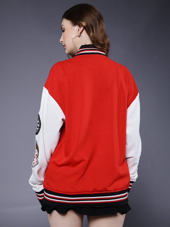 Cards Women Varsity Embroidered Bomber Jacket