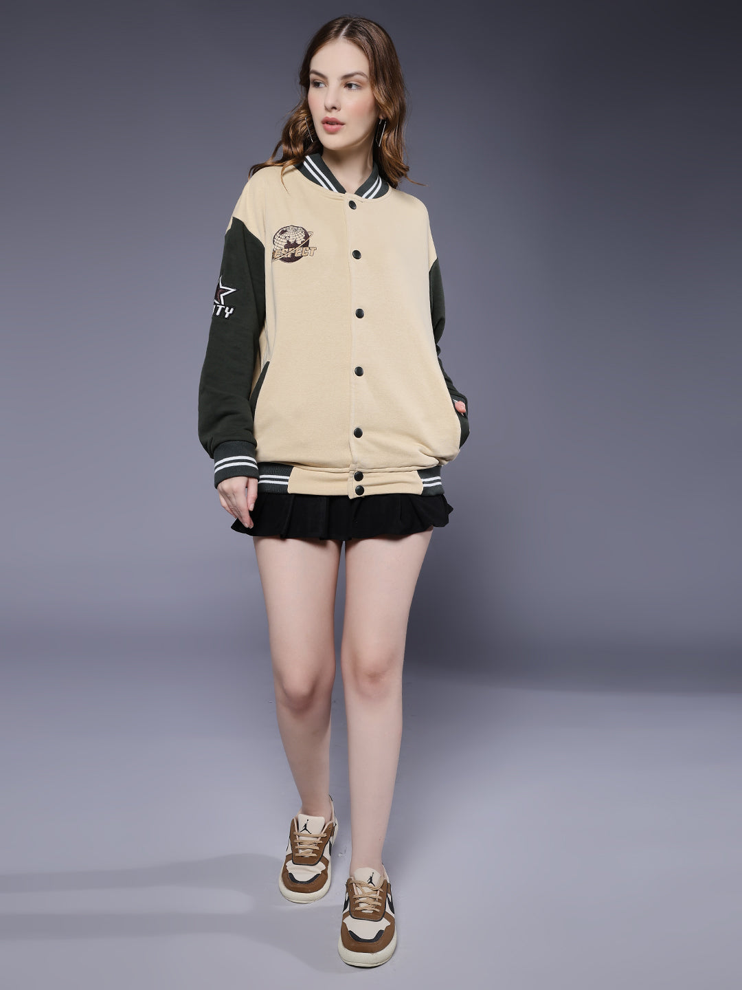 Respect Women Varsity Embroidered Bomber Jacket