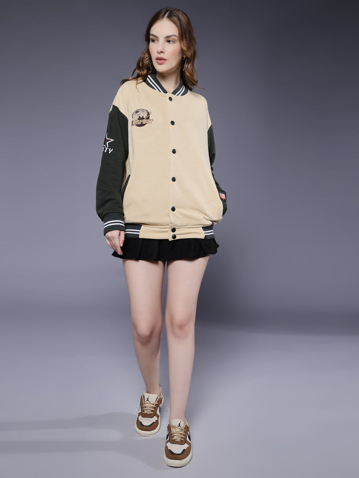 Respect Women Varsity Embroidered Bomber Jacket