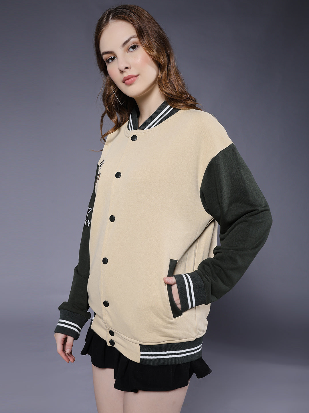 Respect Women Varsity Embroidered Bomber Jacket