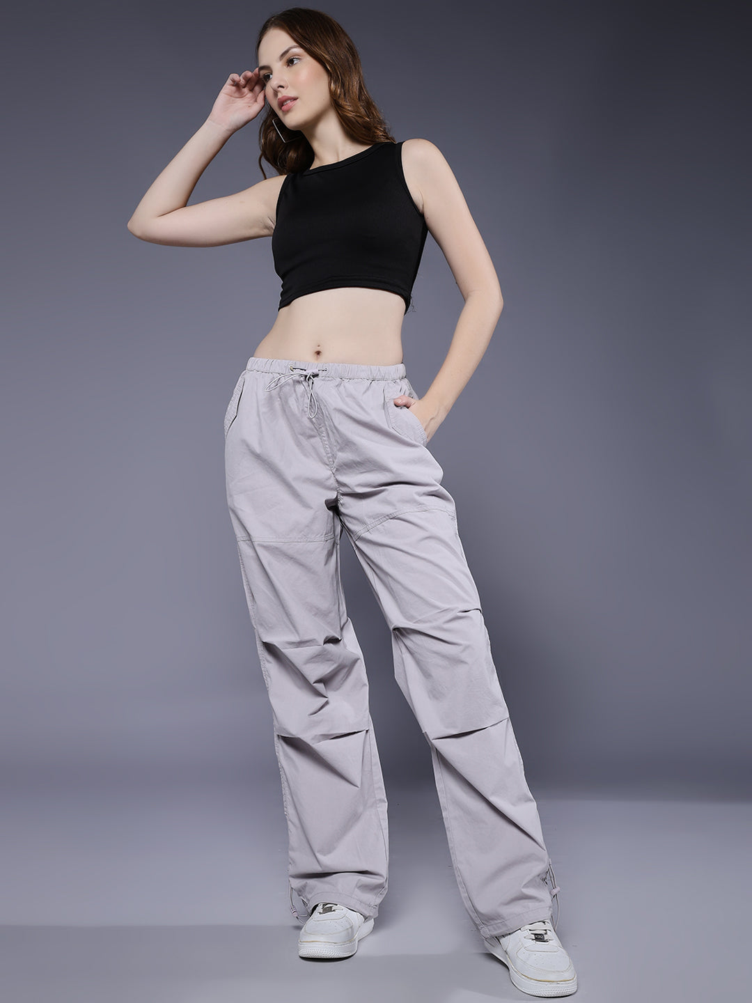 Parachute Pants For Women - Ash Grey
