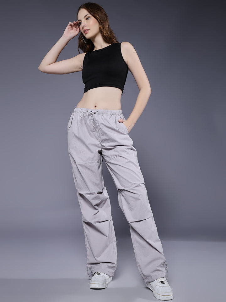Parachute Pants For Women - Ash Grey
