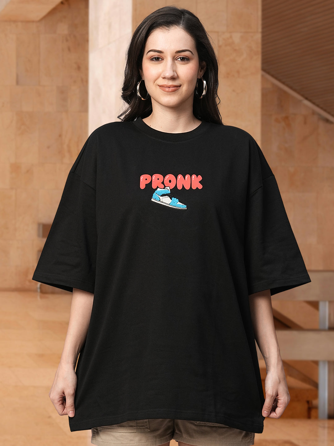 One Life Women Premium Oversized Embroidered  Terry T-shirt