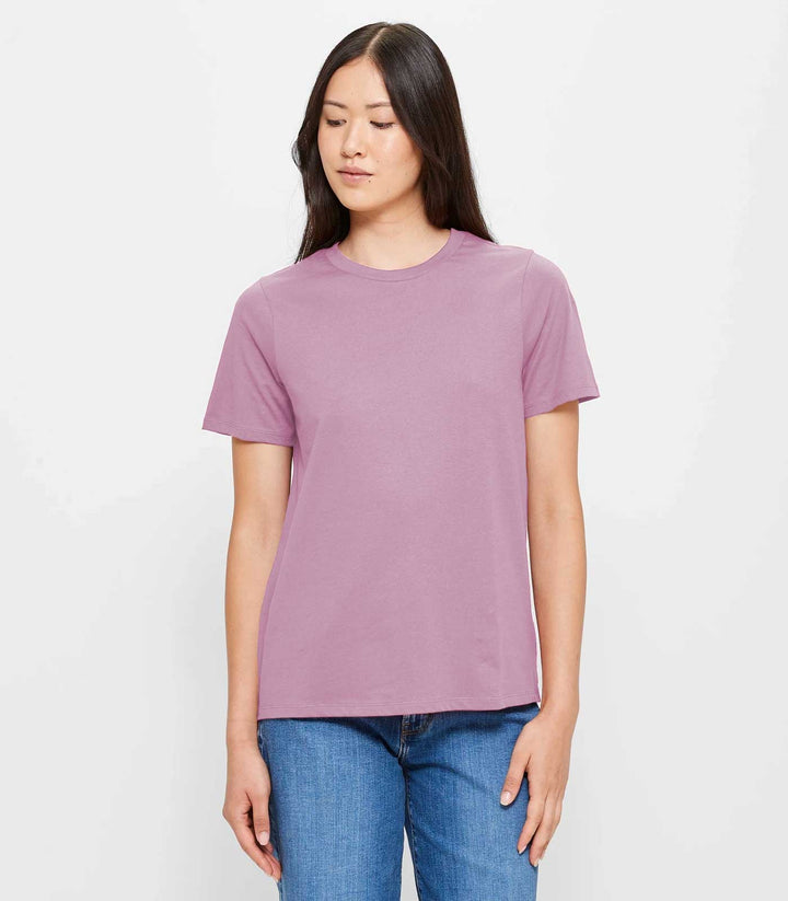 Women Solid Half Sleeve T-Shirt - Lilac