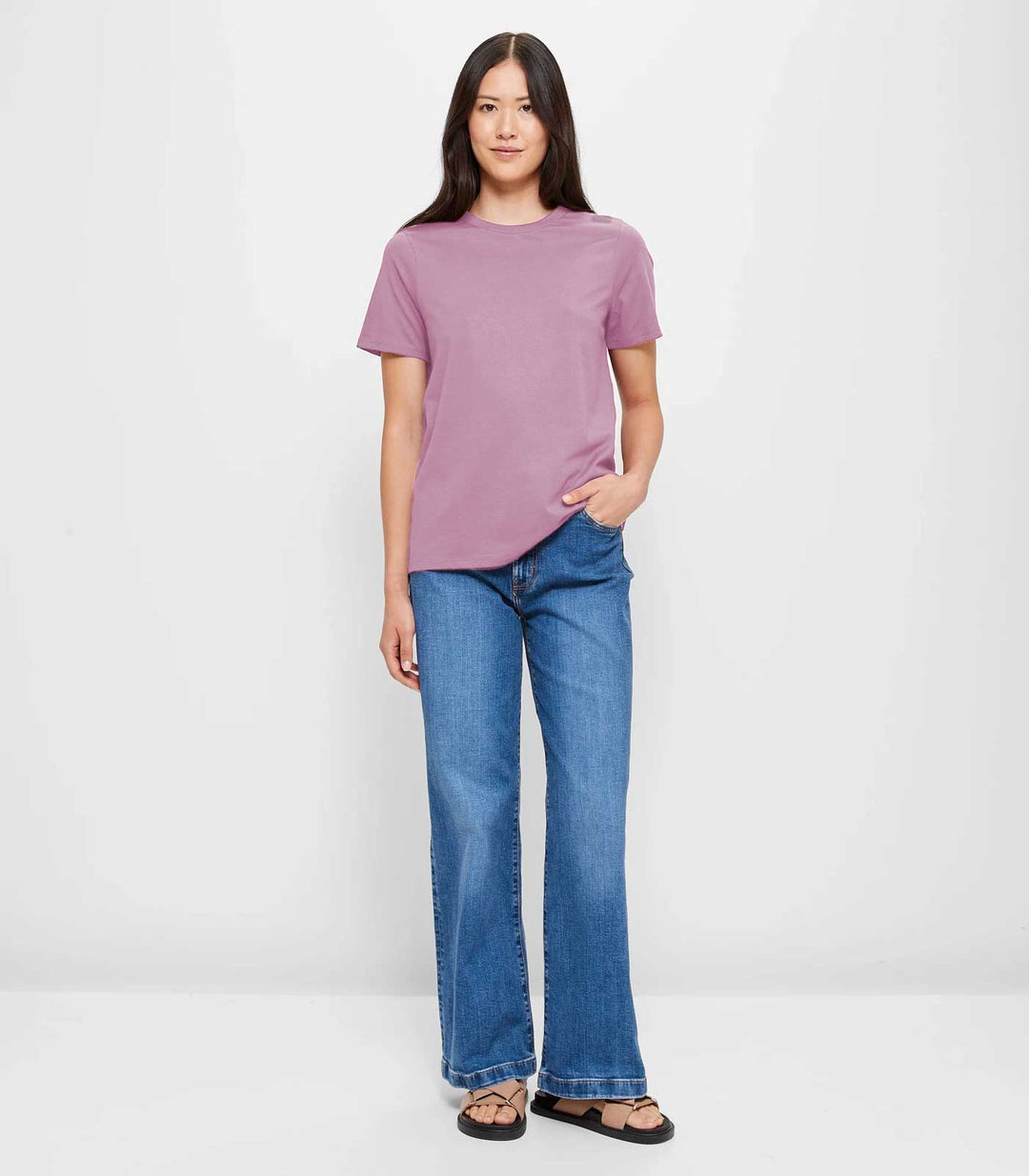 Women Solid Half Sleeve T-Shirt - Lilac