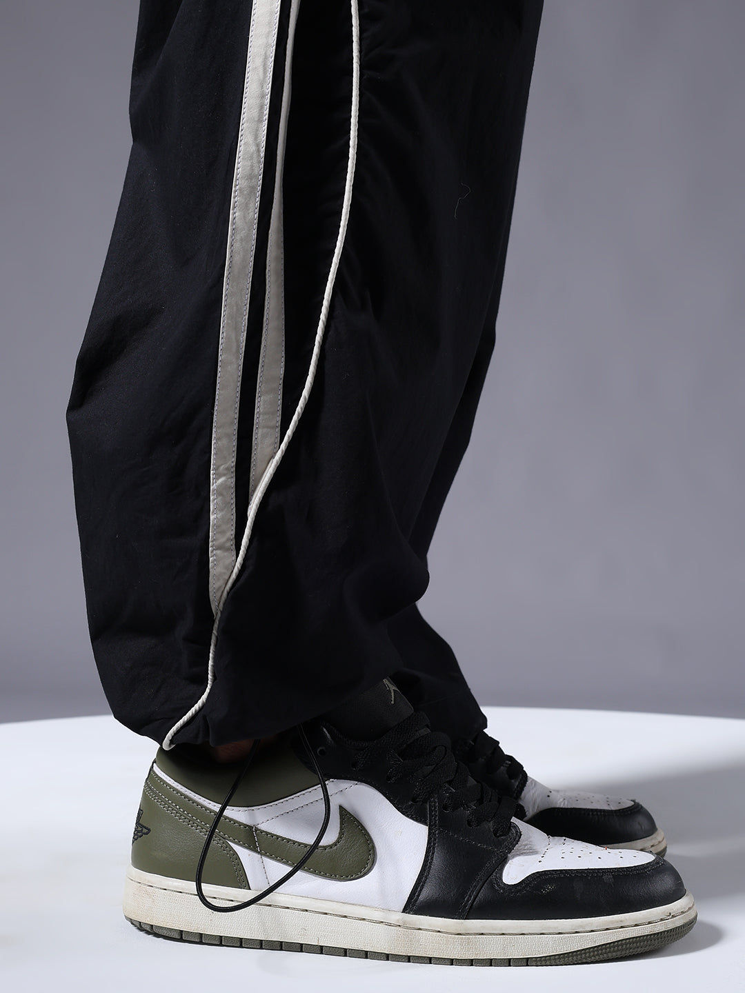 Parachute Pants For Men - Black with White Stripe