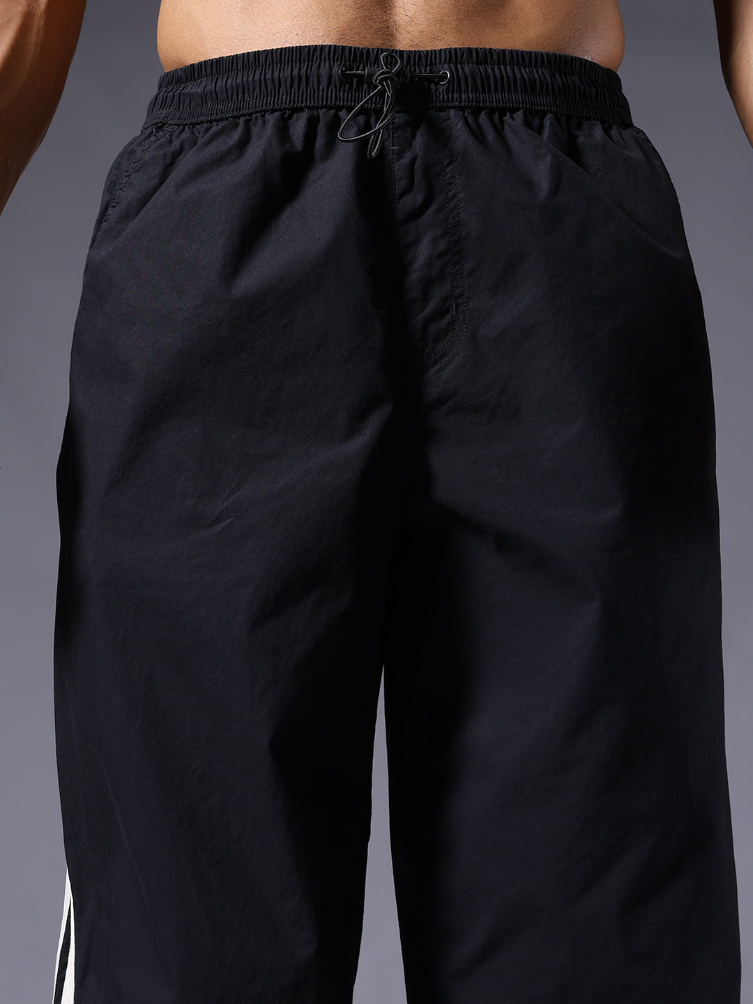Parachute Pants For Men - Black with White Stripe