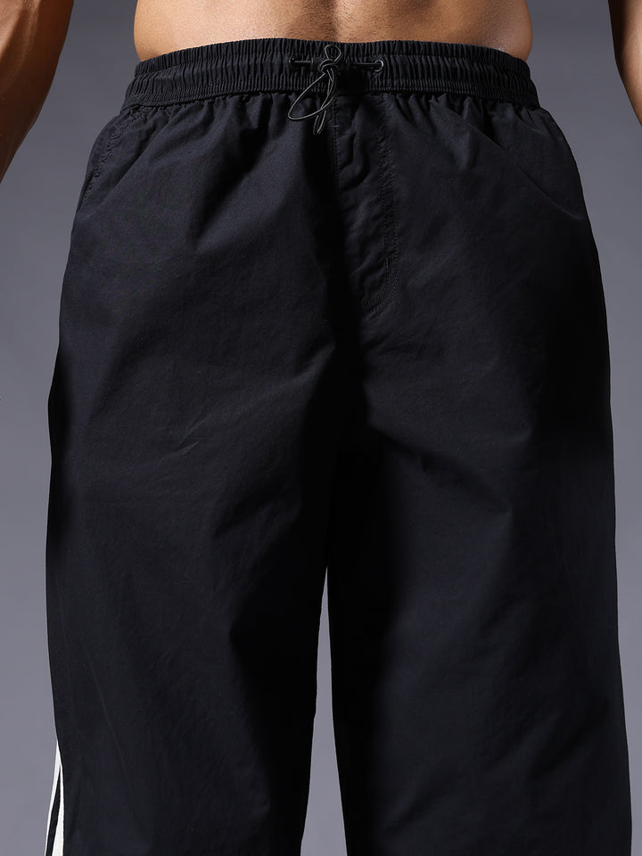 Parachute Pants For Men - Black with White Stripe