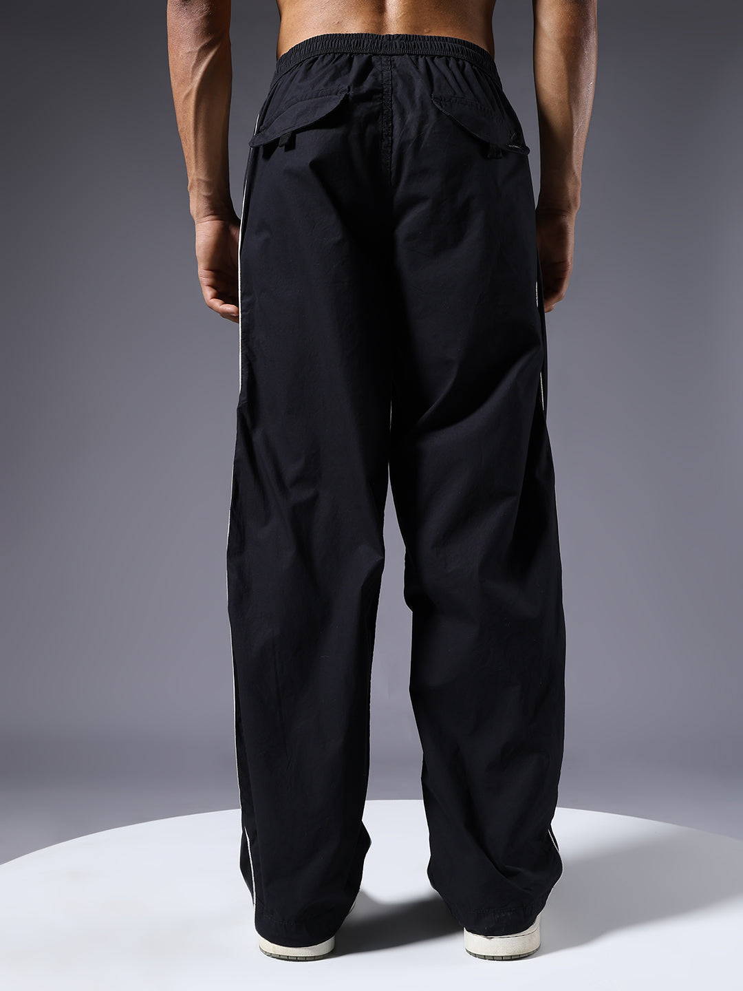Parachute Pants For Men - Black with White Stripe