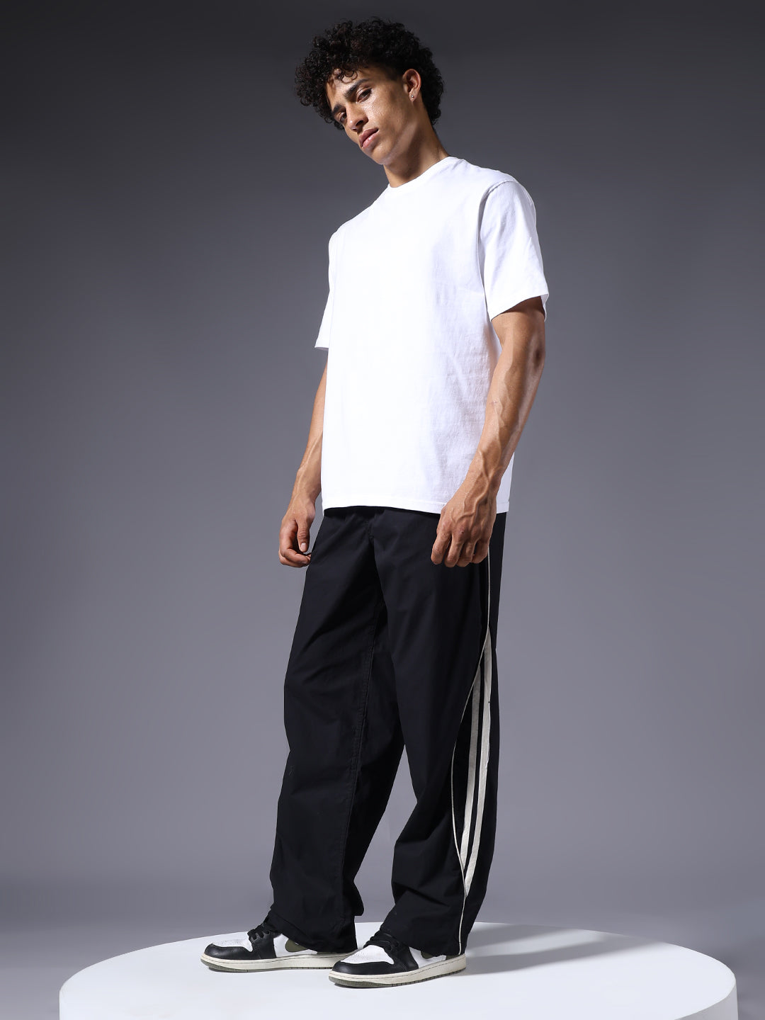 Parachute Pants For Men - Black with White Stripe