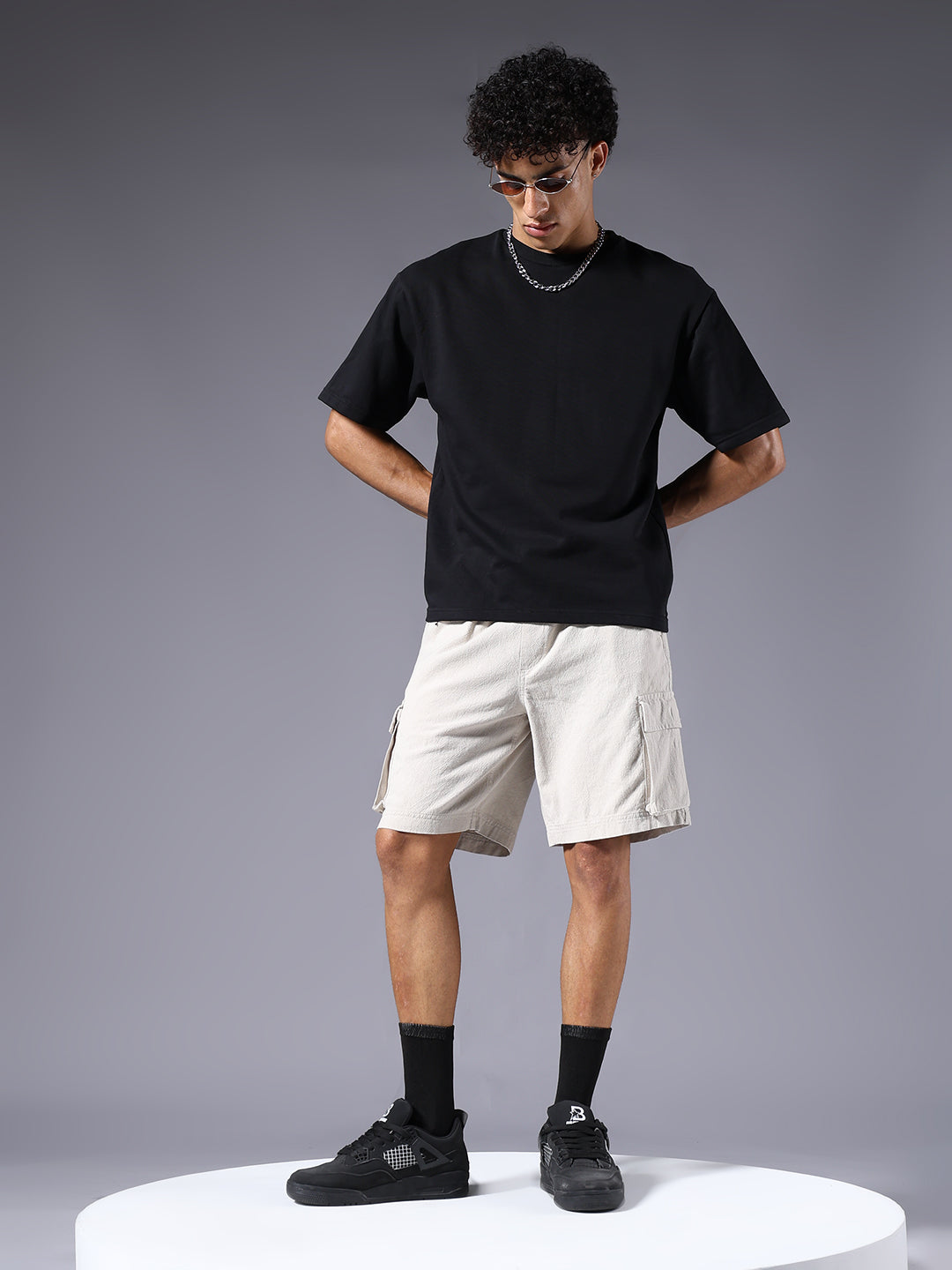 Men Utility Shorts - Beige