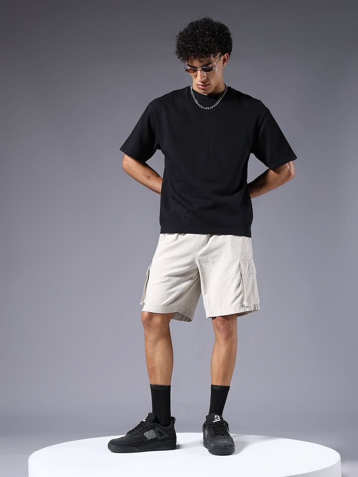 Men Utility Shorts - Beige