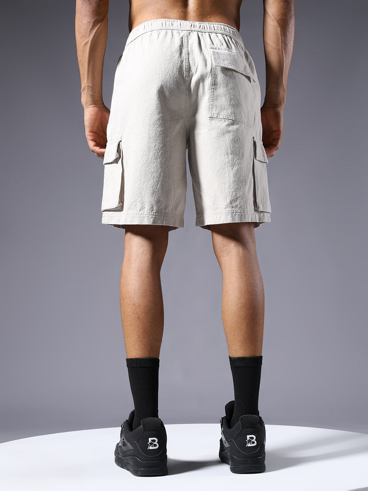 Men Utility Shorts - Beige