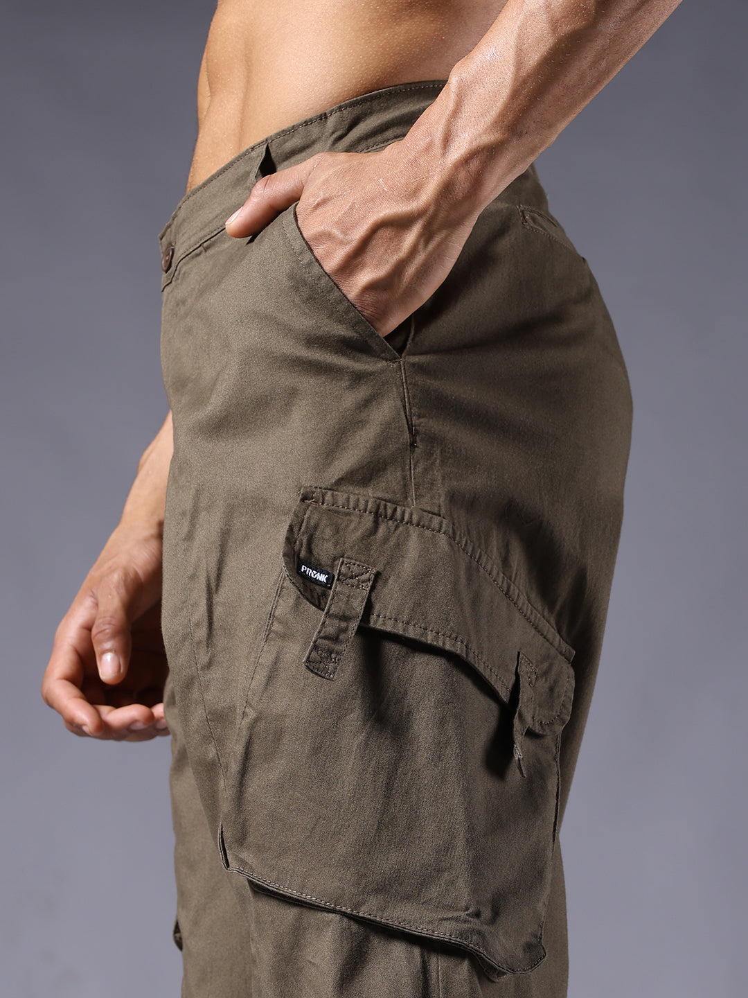 Men Utility Cargos - Olive Green