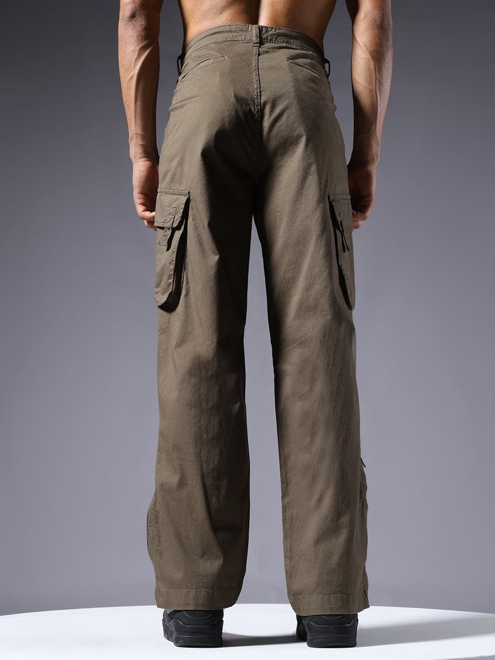 Men Utility Cargos - Olive Green