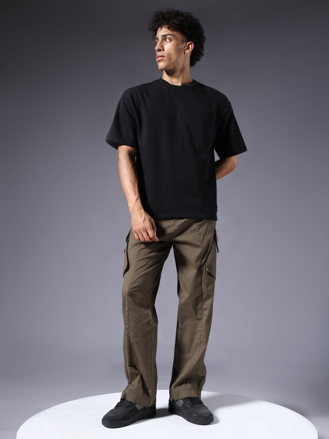 Men Utility Cargos - Olive Green