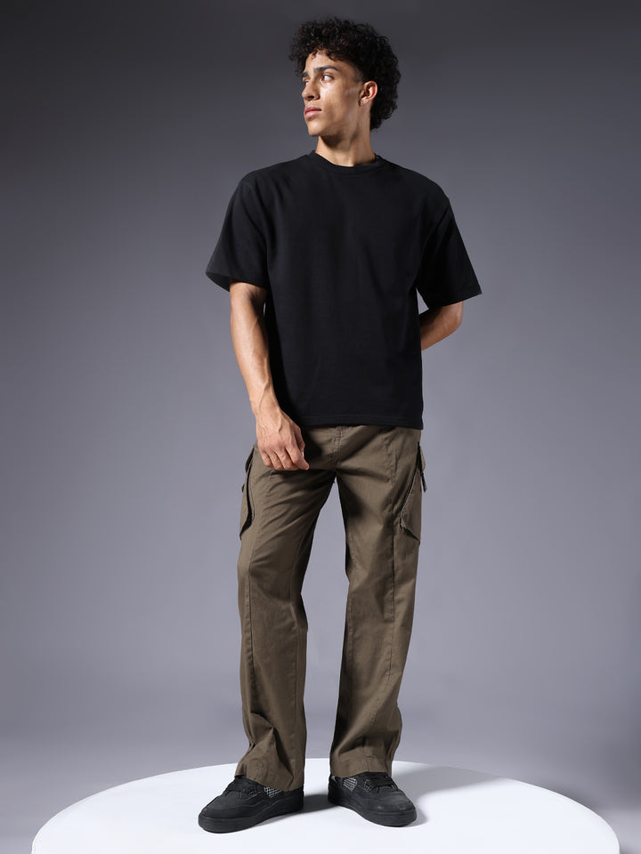 Men Utility Cargos - Olive Green