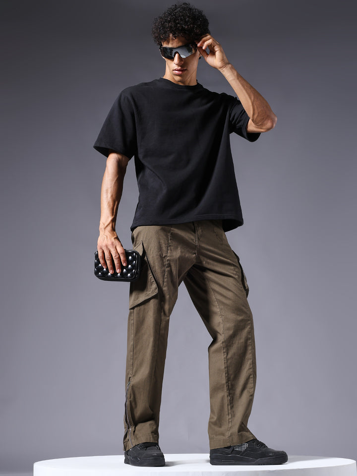 Men Utility Cargos - Olive Green