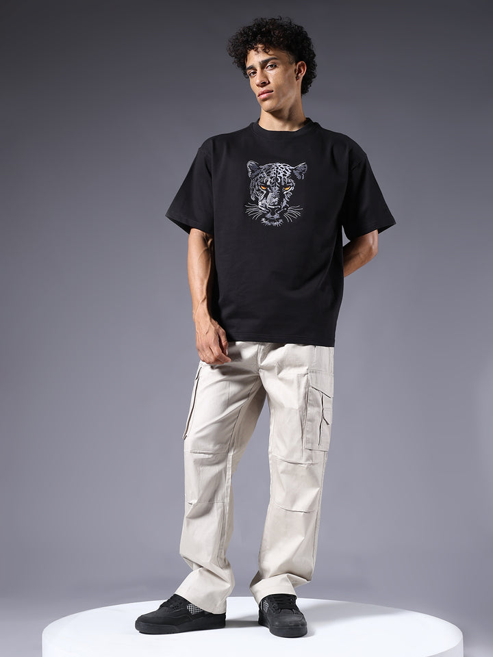 Panther Embroidered Men Premium Oversized Terry T-shirt
