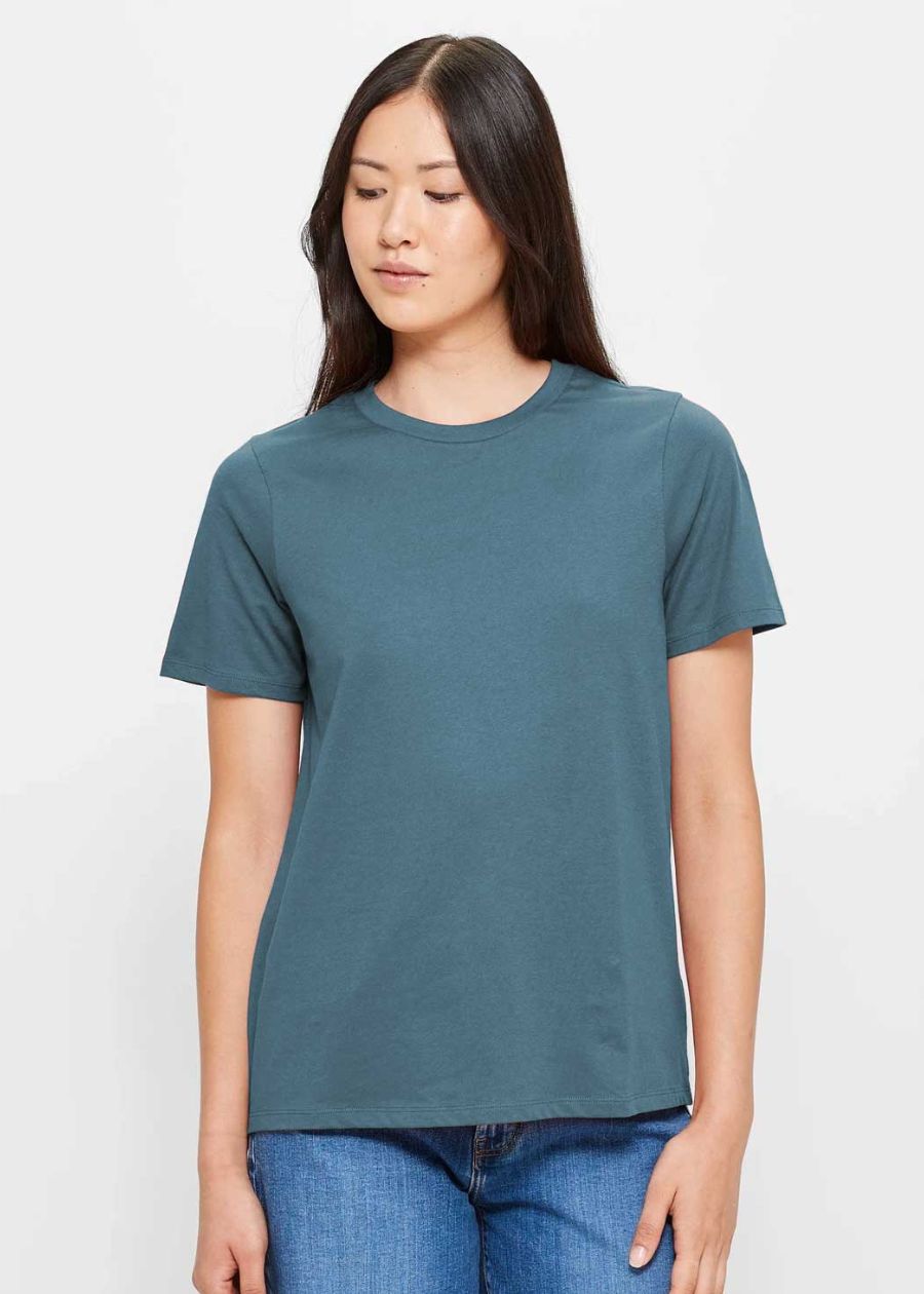 Women Solid Half Sleeve T-Shirt - Teal Blue