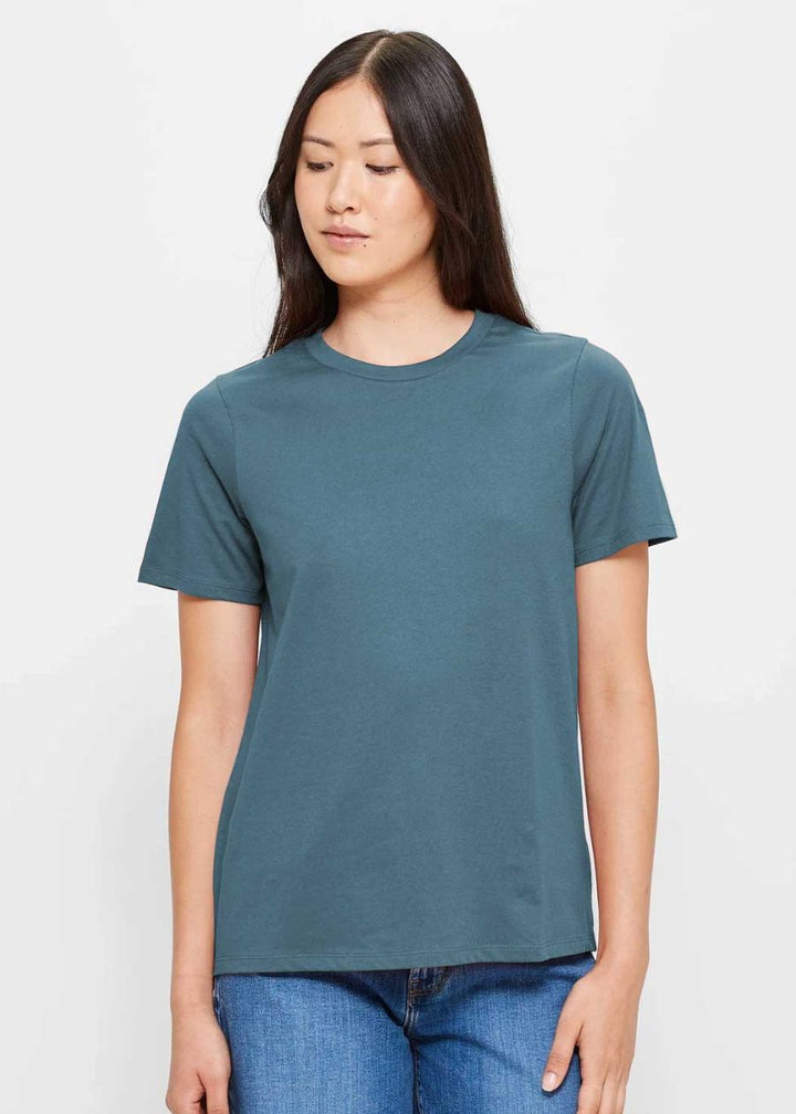 Women Solid Half Sleeve T-Shirt - Teal Blue