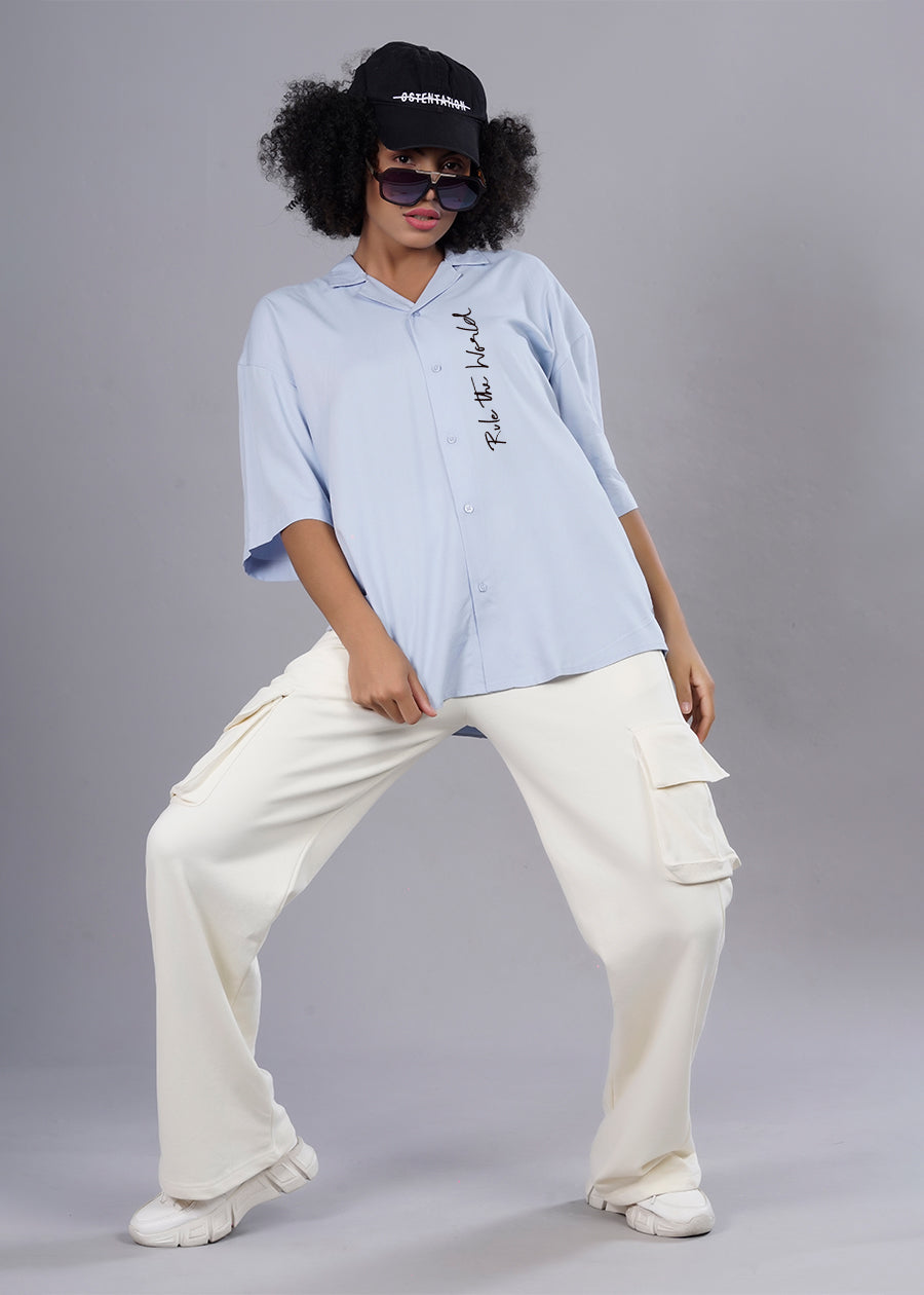 Rule The World Womens Fluidic Oversized Shirt