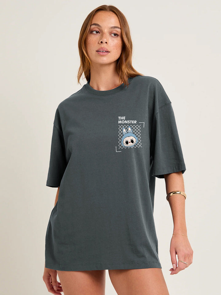 Urban Beast Women Printed Oversized T-Shirt