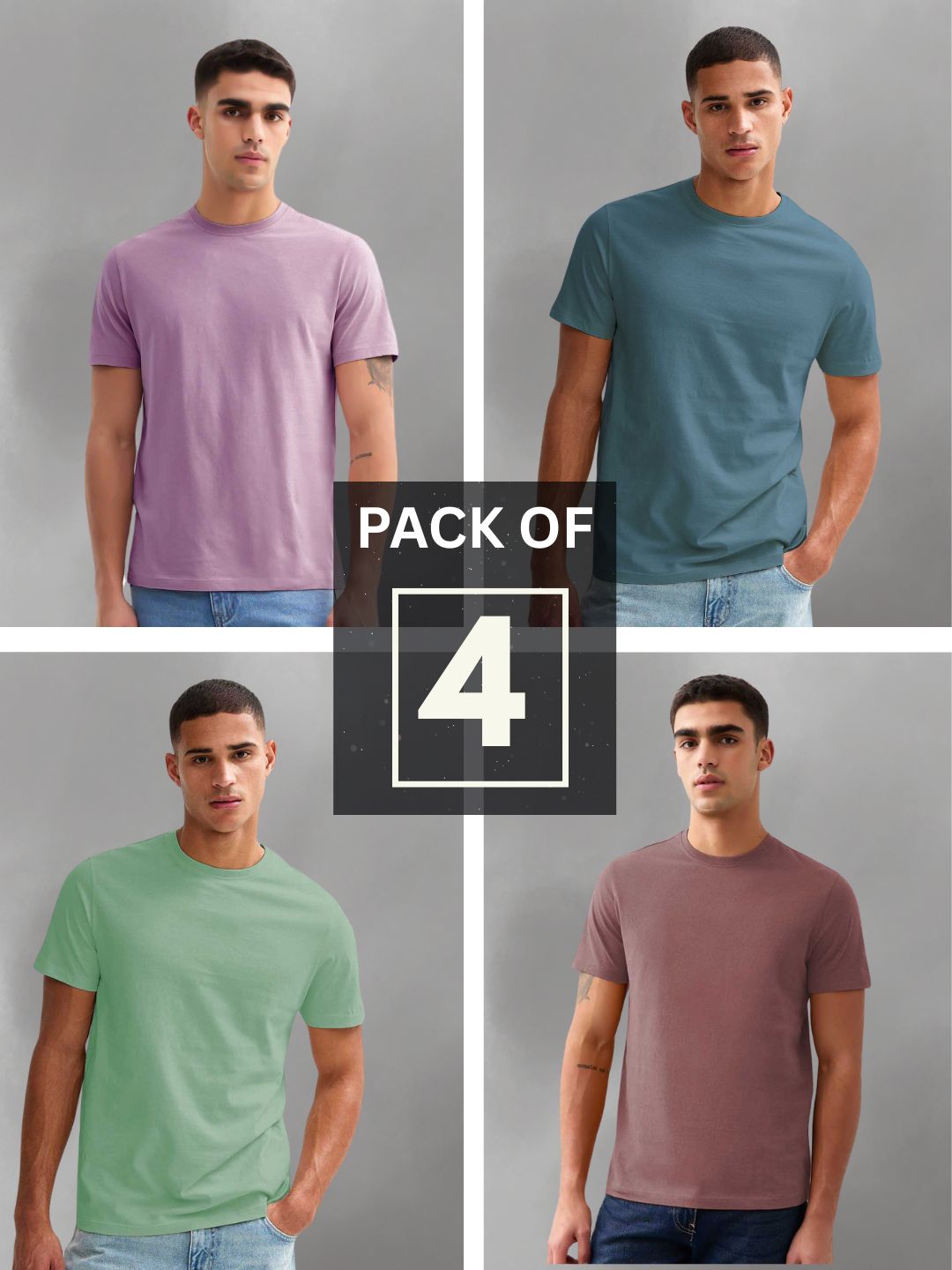Solid Half Sleeve T-Shirt Men Combo - Pack of 4