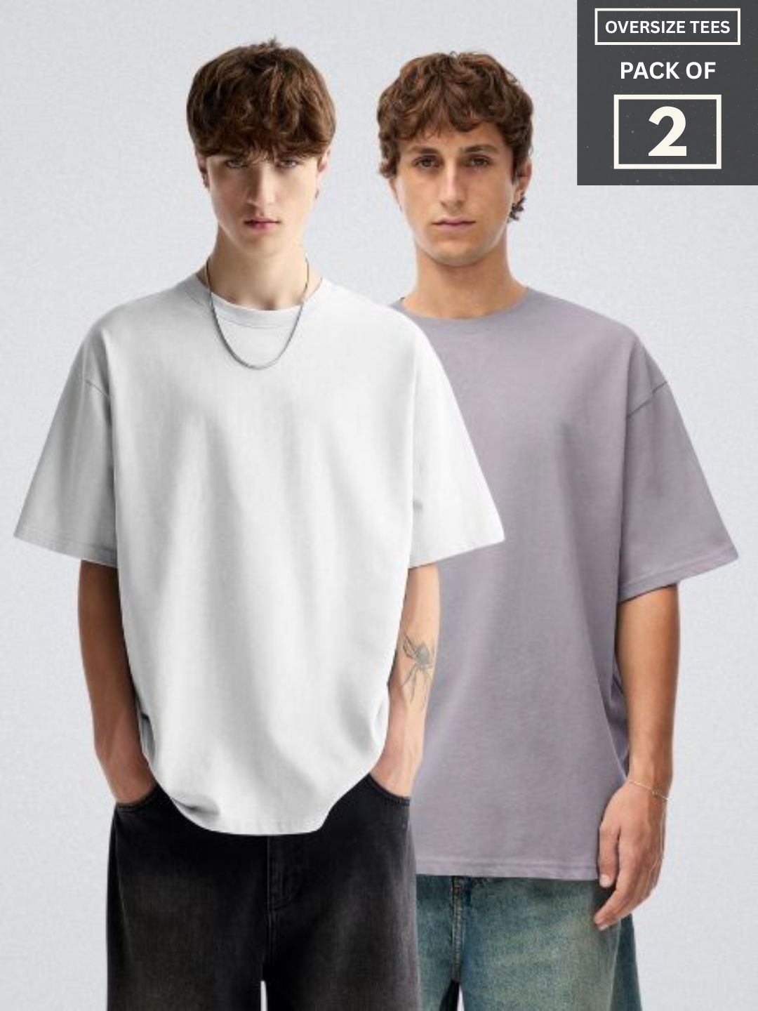 Solid Oversized T-Shirt Men Combo - Pack of 2
