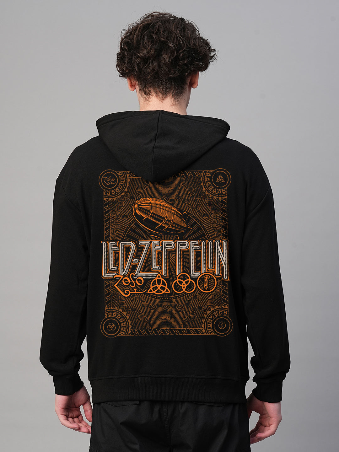 Led Zeppelin Men Drop Shoulder Premium Terry Hoodie