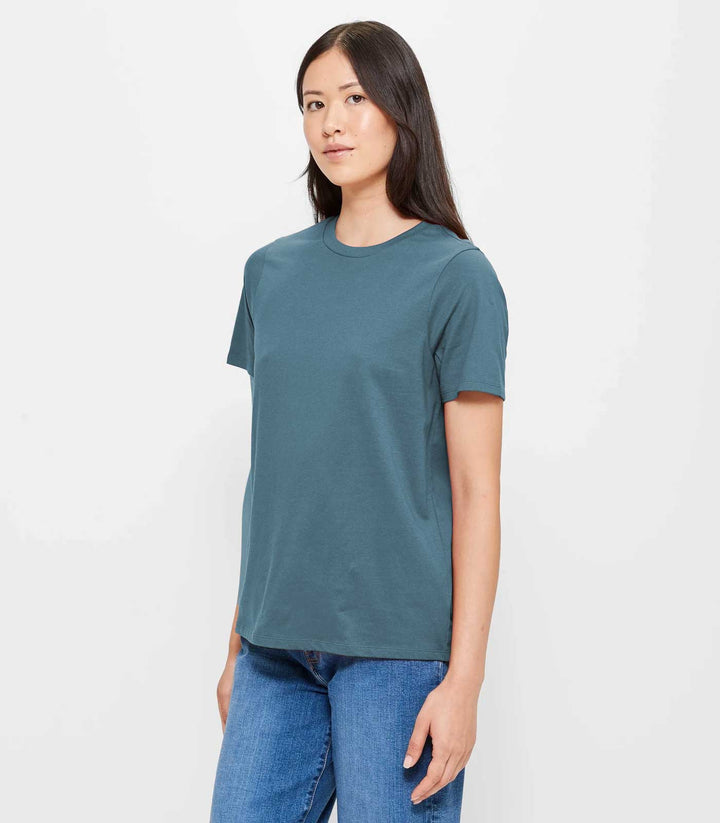 Women Solid Half Sleeve T-Shirt - Teal Blue