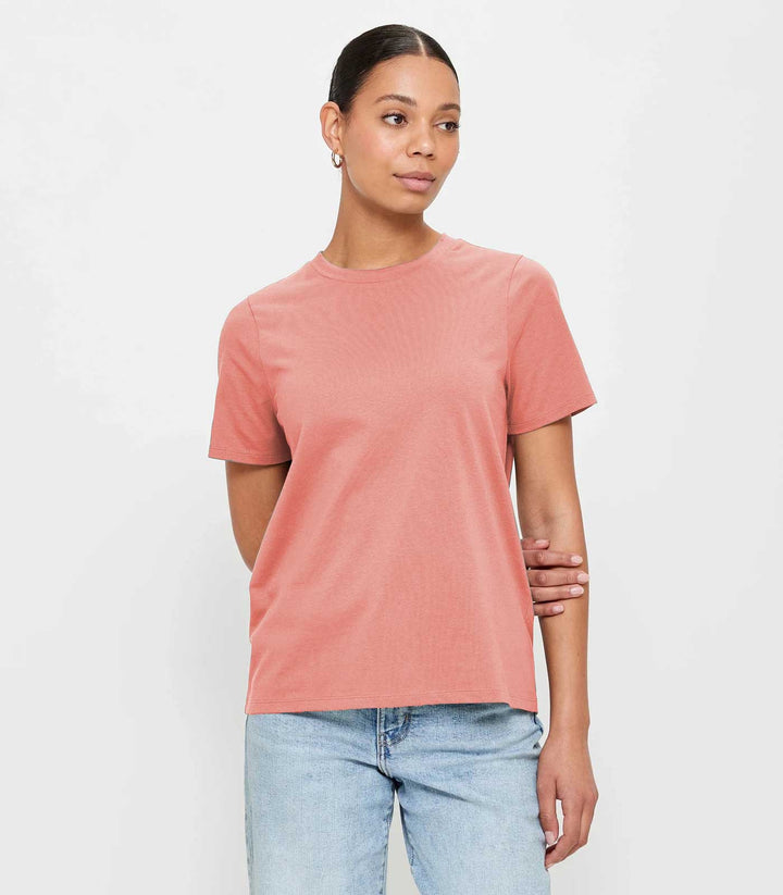 Women Solid Half Sleeve T-Shirt - Salmon Pink