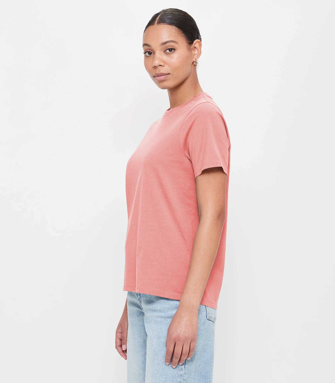 Women Solid Half Sleeve T-Shirt - Salmon Pink