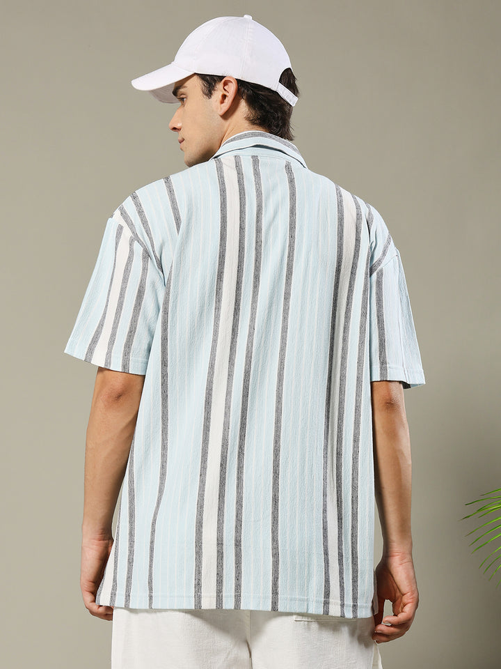 Mens Half Sleeve Resort Shirt - Sky