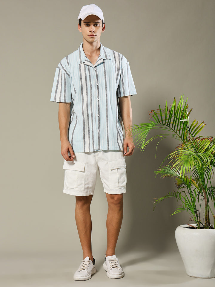 Mens Half Sleeve Resort Shirt - Sky