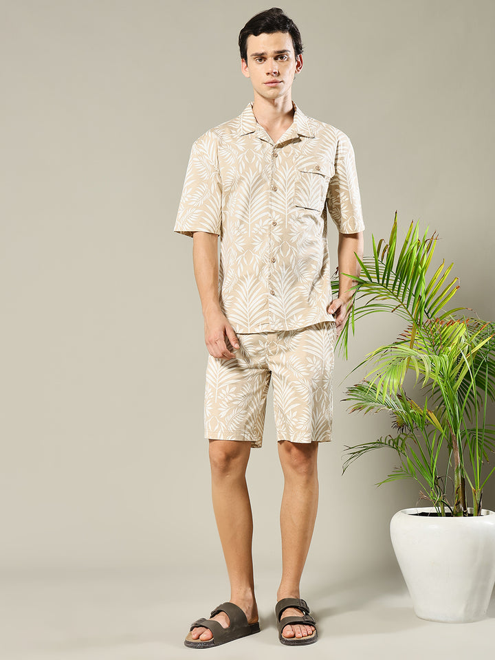 Men Premium Cotton Twill Co-ord Set – Beige