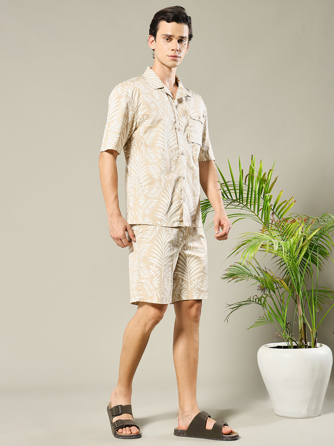 Men Premium Cotton Twill Co-ord Set – Beige