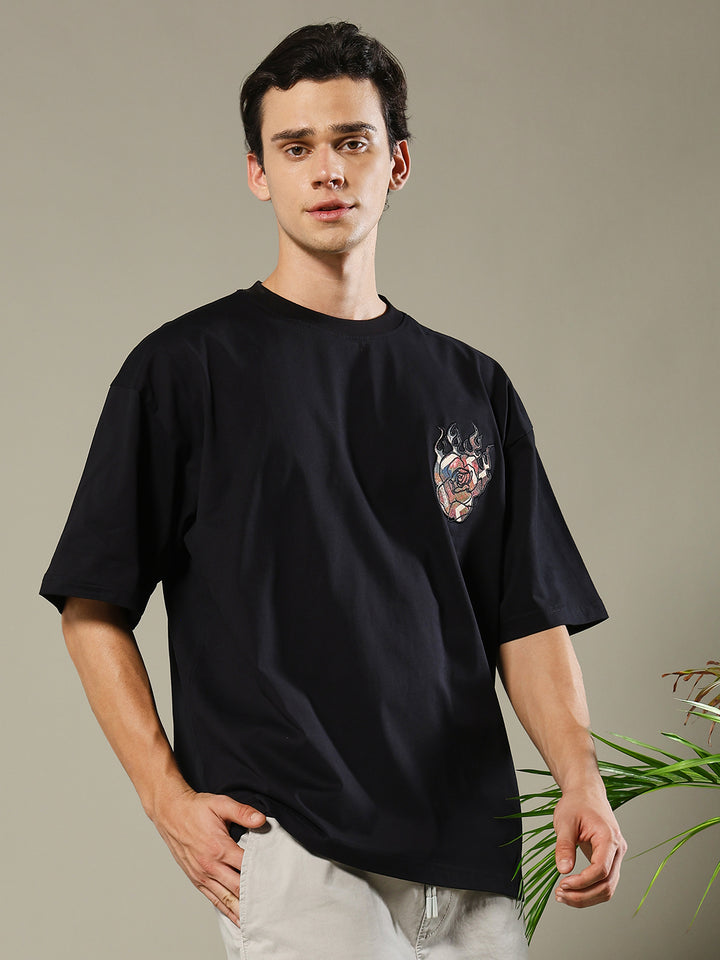 Imagination Embroidered Printed Men Oversized T-shirt