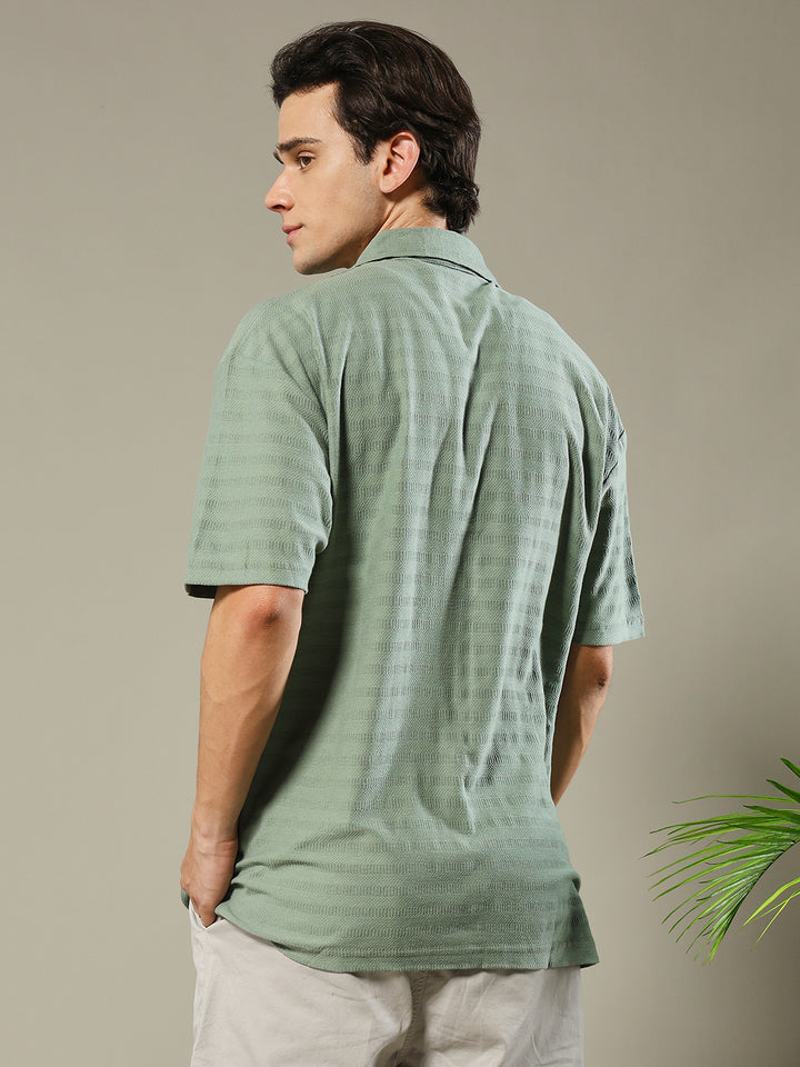 Mens Half Sleeve Resort Shirt - Mint Green