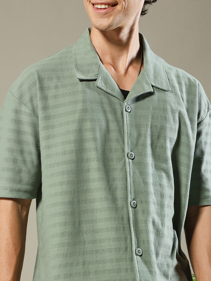 Mens Half Sleeve Resort Shirt - Mint Green